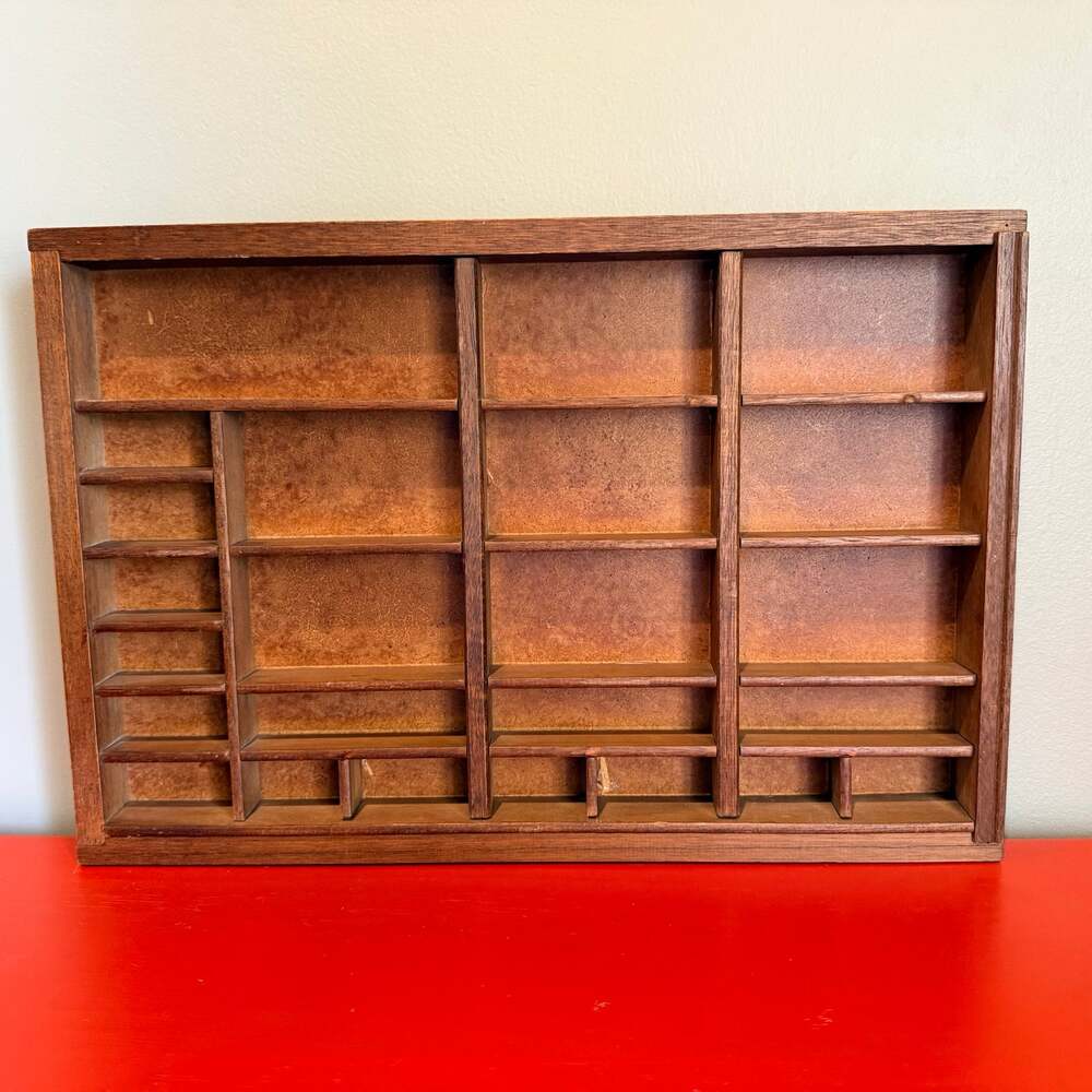 Vintage Wood Trinket Shelf Tender Heart Treasures Display Cubby 16.5x11.25x1.25